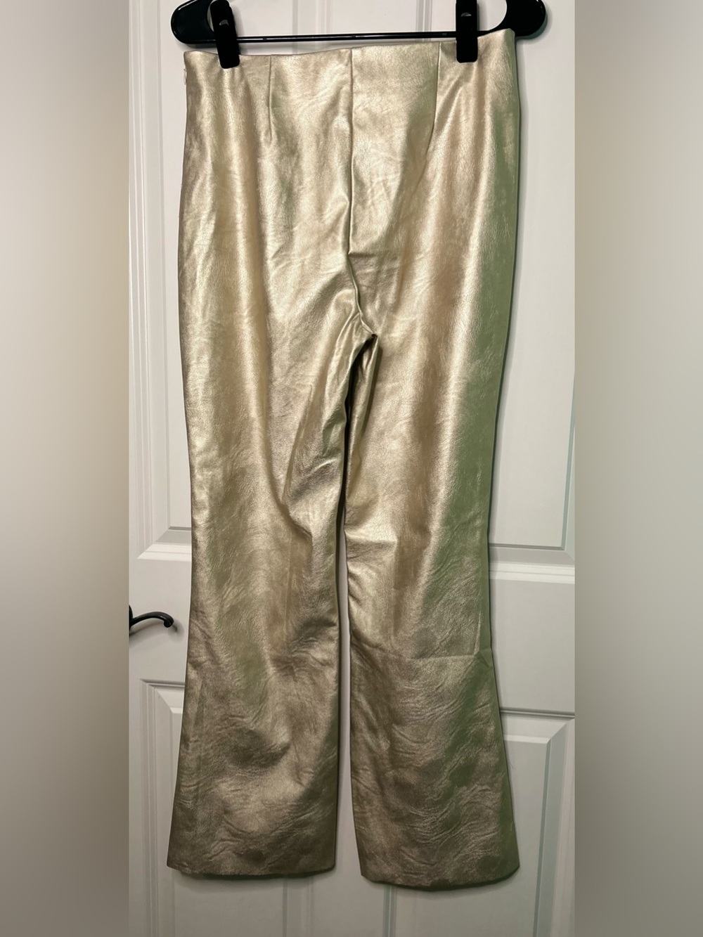 CeCe Women's Metallic Gold Faux Leather High Rise Bootcut Pants - Picture 2 of 9